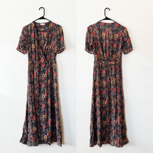 Isabel Marant Étoile Shania Floral-Print Midi Dress in Charcoal - Picture 3 of 11